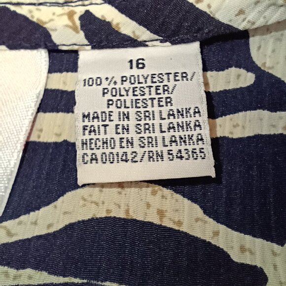 ALIA Women's Blouse Top 2X Navy White Striped Polka Dots Floral Polyester - Picture 4 of 4